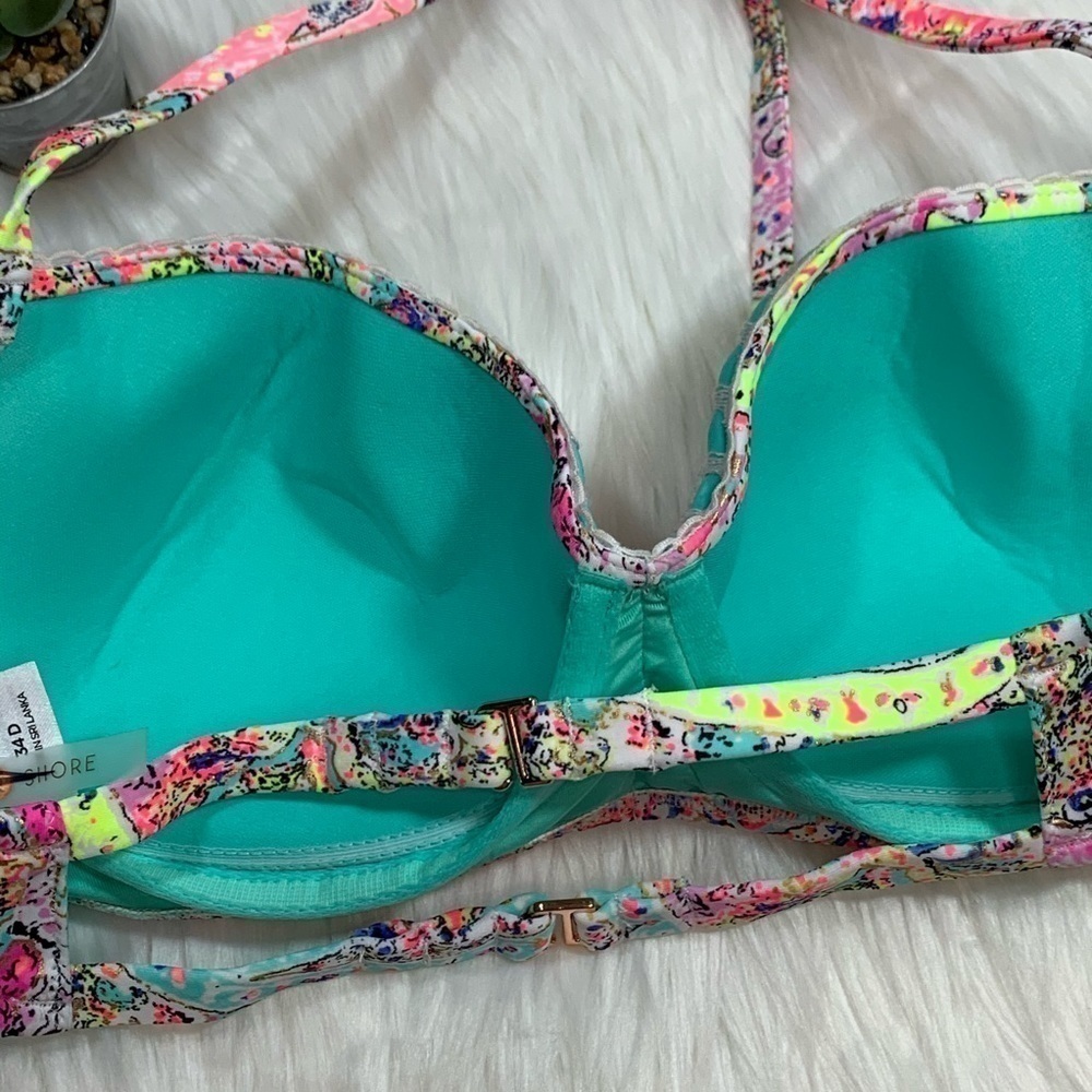 NWOT Shade & Shore Multicolored Halter Bikini Top - Picture 7 of 10